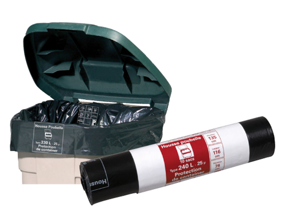 Housse Protection Container Noir 330L Rouleau de 10 sacs