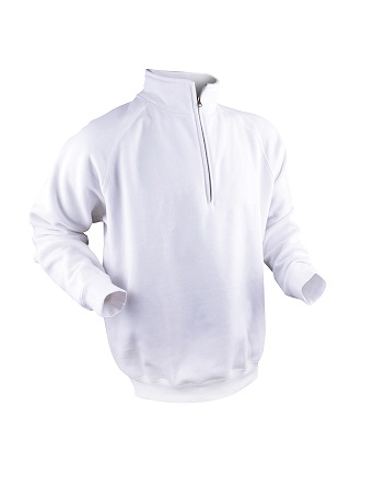 Sweat-Shirt Blanc Col Zippé