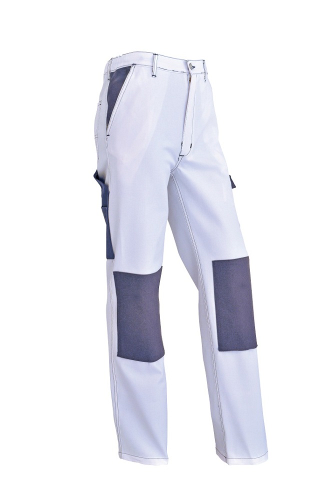 Pantalon Confort blanc-gris avec genouillères