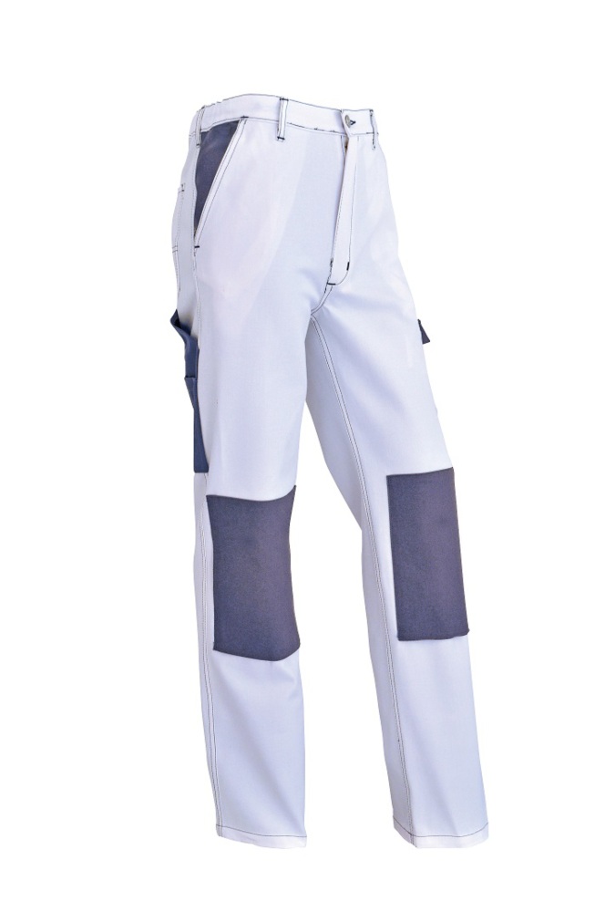 Pantalon Confort Blanc-Gris Avec Genouillères