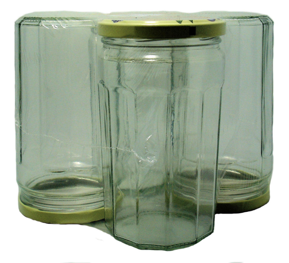 Pack de 4 confituriers en verre 645 ml avec couvercles à motifs fruits pour conserves maison