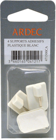 Supports Adhésifs Plastique Blancs Blister de 4