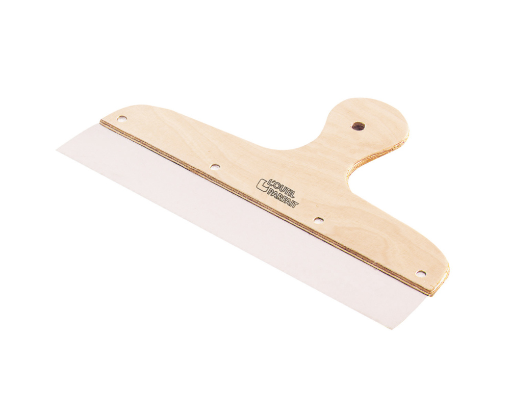 Couteau à enduire de 35 cm avec lame en acier inoxydable et manche en bois pour l'application et le lissage.