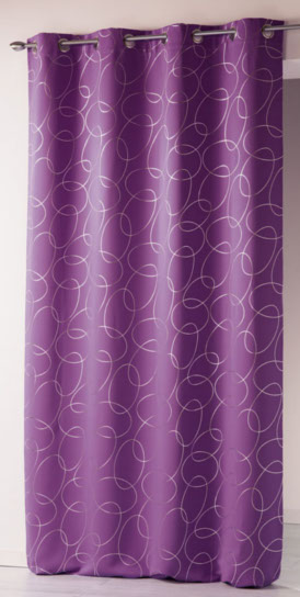 Rideau oeillet silvermonn 140X260 argent prune