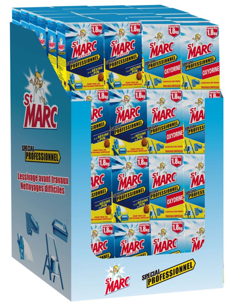 Lessive Saint Marc professionnelle et Oxydrine 1.8kg, box de 96 paquets