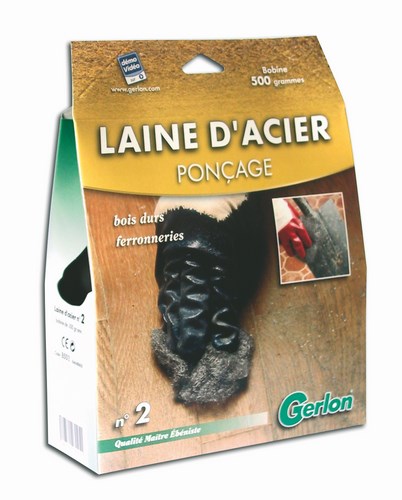 Laine d'Acier grade n°2 de 500g pour ponçage et préparation de surfaces en bois