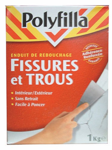 Enduit de rebouchage poudre pour fissures et trous 1kg