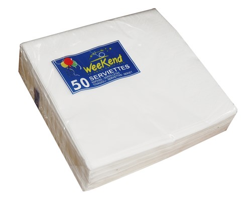 50 Serviettes 2 plis blanc 33x33cm