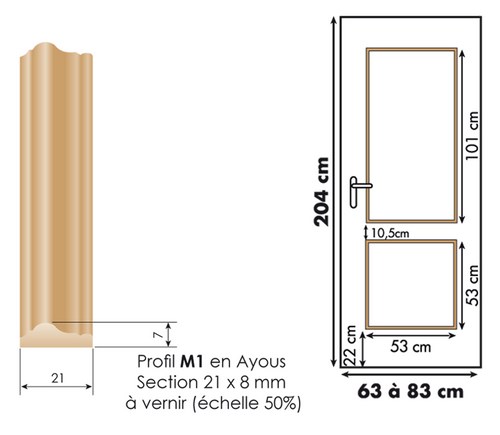 Décor de porte : kit 2 panneaux droits à vernir