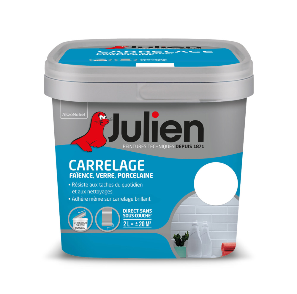 Peinture Carrelage Satin verre, faïence, porcelaine Blanc 2L