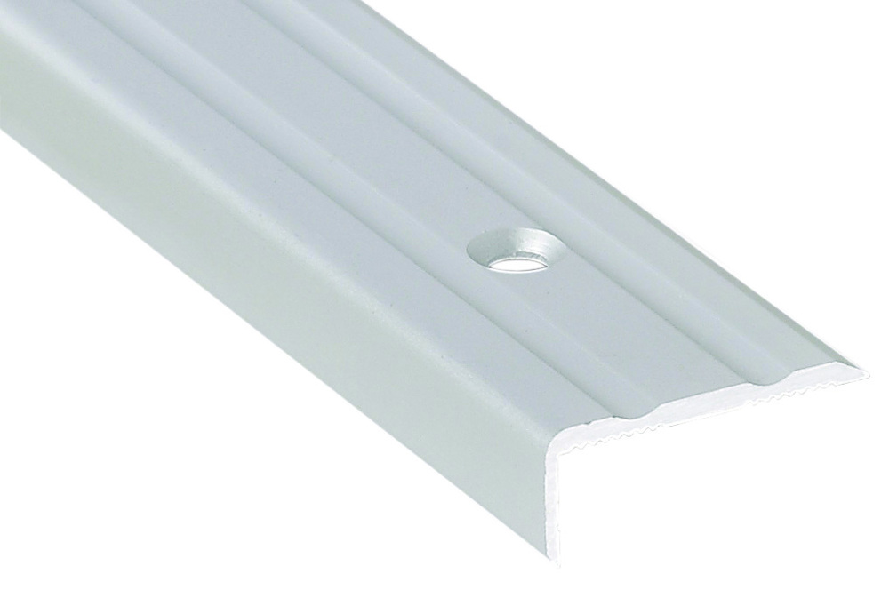 Nez de Marches "Dessus Striés" Équerre Alu Incolore 25 x 10 mm 3 m Adhésif