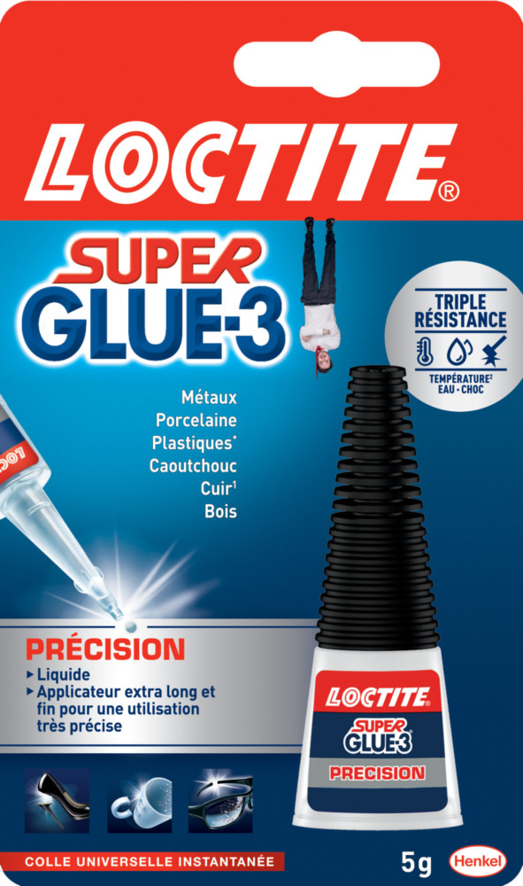 Colle cyanoacrylate liquide transparente Superglue-3 Précision, flacon de 5 g avec embout applicateur fin