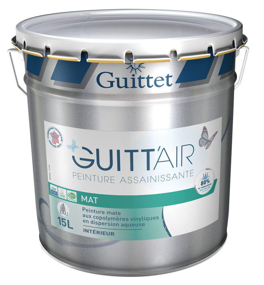 Bidon de peinture intérieure Guitt'Air Mat finition mate pour murs et plafonds