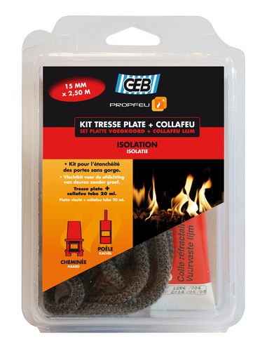 Propfeu : Kit tresse plate en fibre de verre 10mmx3mmx2.5m + collafeu 20ml