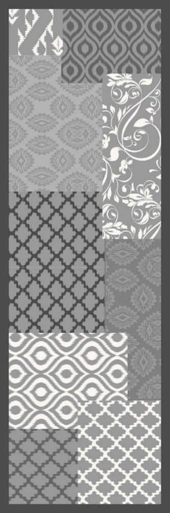 Tapis de sol Vintage Quilt gris 50 x 150 cm, idéal pour couloir ou entrée