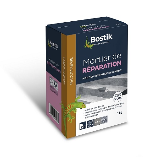 Mortier de réparation Poudre Gris 1 kg pour enduits et ciments