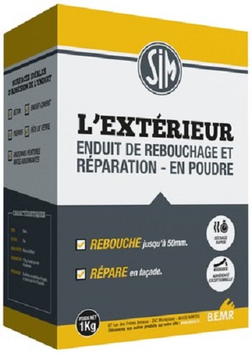 Sim l'Extérieur Enduit de rebouchage et réparation en poudre 1kg