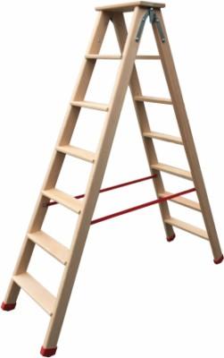 Échelle double en bois 6 marches plates antidérapantes avec tablette porte-outils