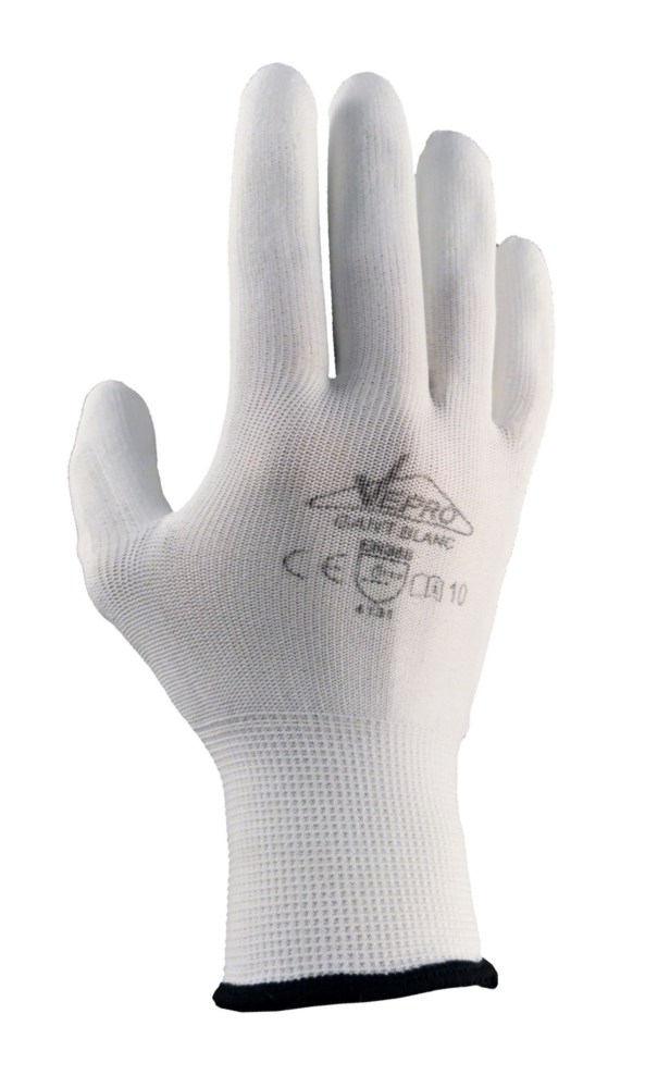 Gant blanc de peintre en coton pour la protection des mains, léger et confortable.