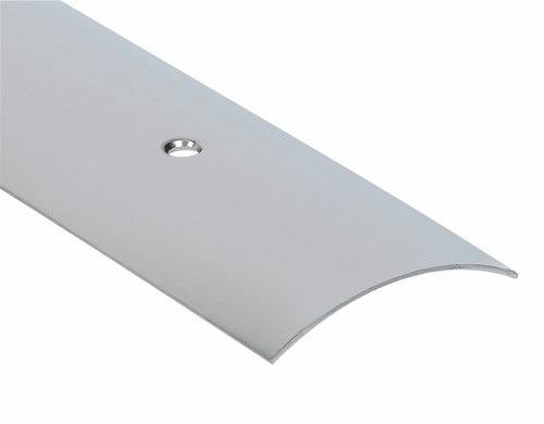 Barre de seuil demi-bombé en acier inoxydable de 30 mm, perforée pour une fixation sous gaine accrochable.
