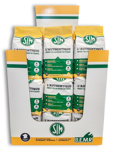 Enduit de Rebouchage Cellulosique l'Authentique en Poudre 5 kg Box de 27 Sacs