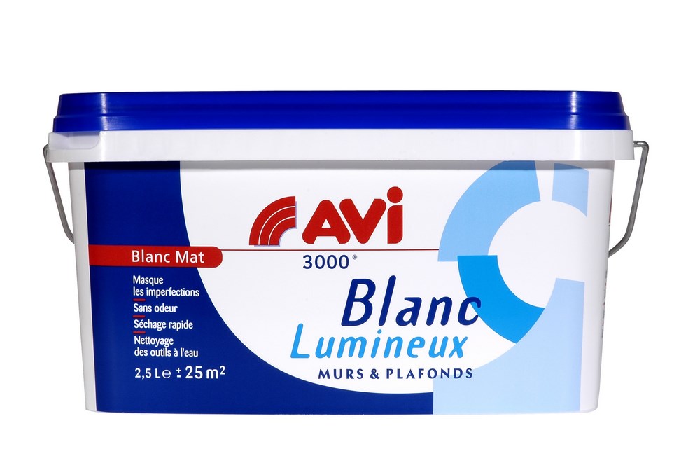 Avi 3000 mat blanc lumineux murs et plafonds blanc 2.5L