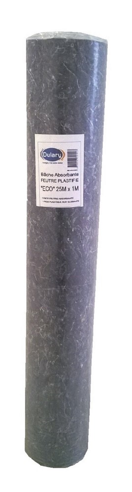 Bâche de protection en feutre absorbant ECO en rouleau de 25m x 1m pour sols et surfaces de chantier.
