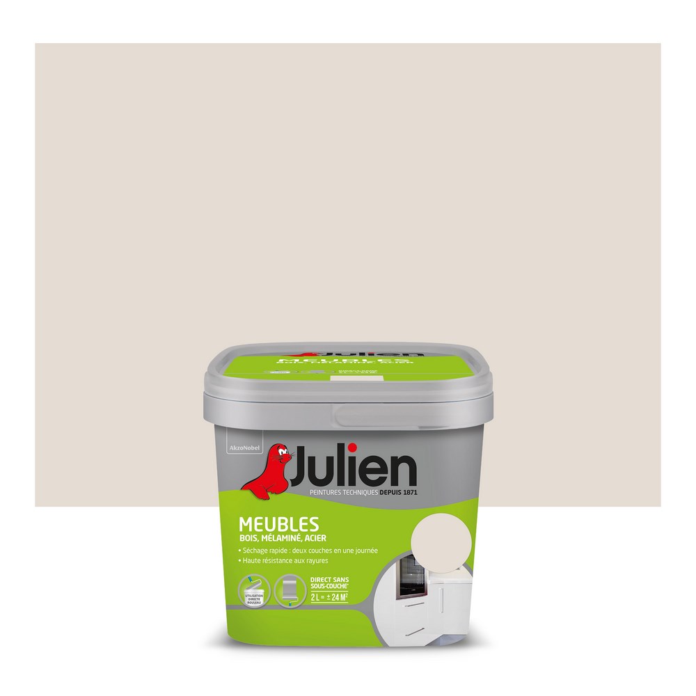 Peinture Meuble Satin  bois, mélaminé, acier  Lin clair 2L