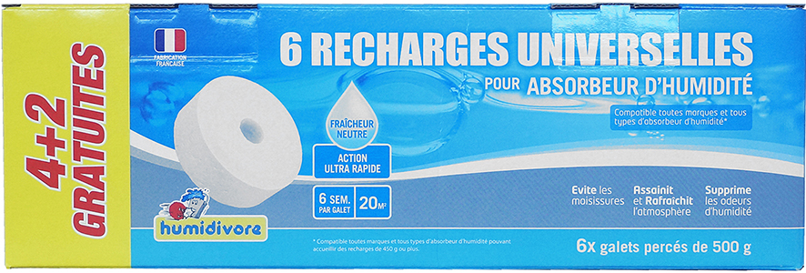 HUMIDIVORE - Lot de 4 Recharges pour Absorbeur d'Humidité Neutre