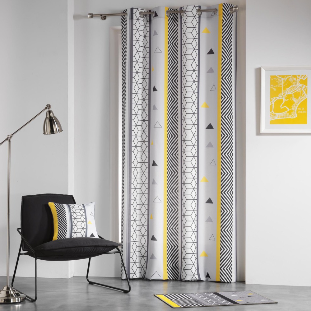 Rideau à Oeillets polyester Imprimé Yellow Mix 140 x 260 cm 