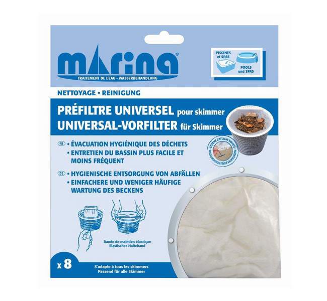 Lot de 8 préfiltres universels en filet pour skimmer de piscine