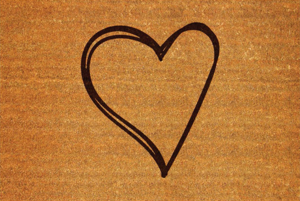 Tapis faux coco Country Coeur 55 x 70 cm sans bordure, aspect naturel et résistant