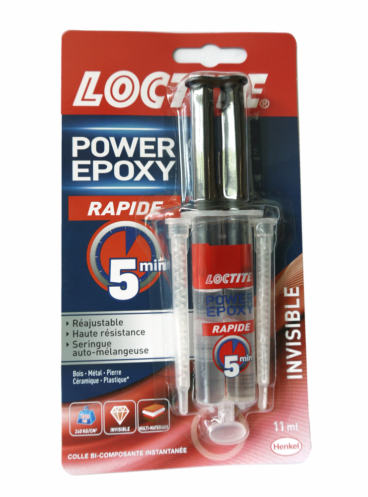 Colle Power Epoxy Rapide 5mn Invisible Seringue 11ml