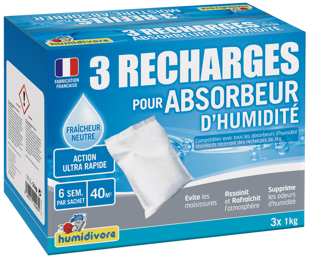 Recharge galet pour absorbeur d'humidité 500g x4 Neutre