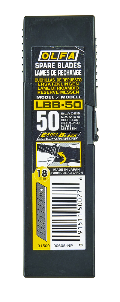 Lames de Cutter Olfa Noires LBB 50 18 mm x 50