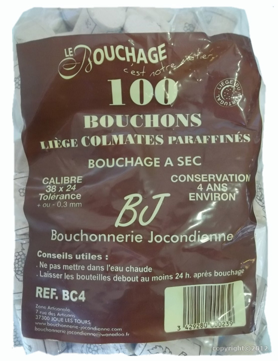 100 Bouchons en Liège Colmatés 38x24mm