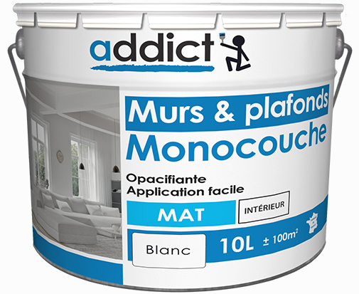Addict Murs & Plafonds Monocouche Acrylique Mat Blanc 10L