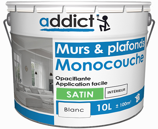 Addict Murs & Plafonds Monocouche Acrylique Satin Blanc 10L
