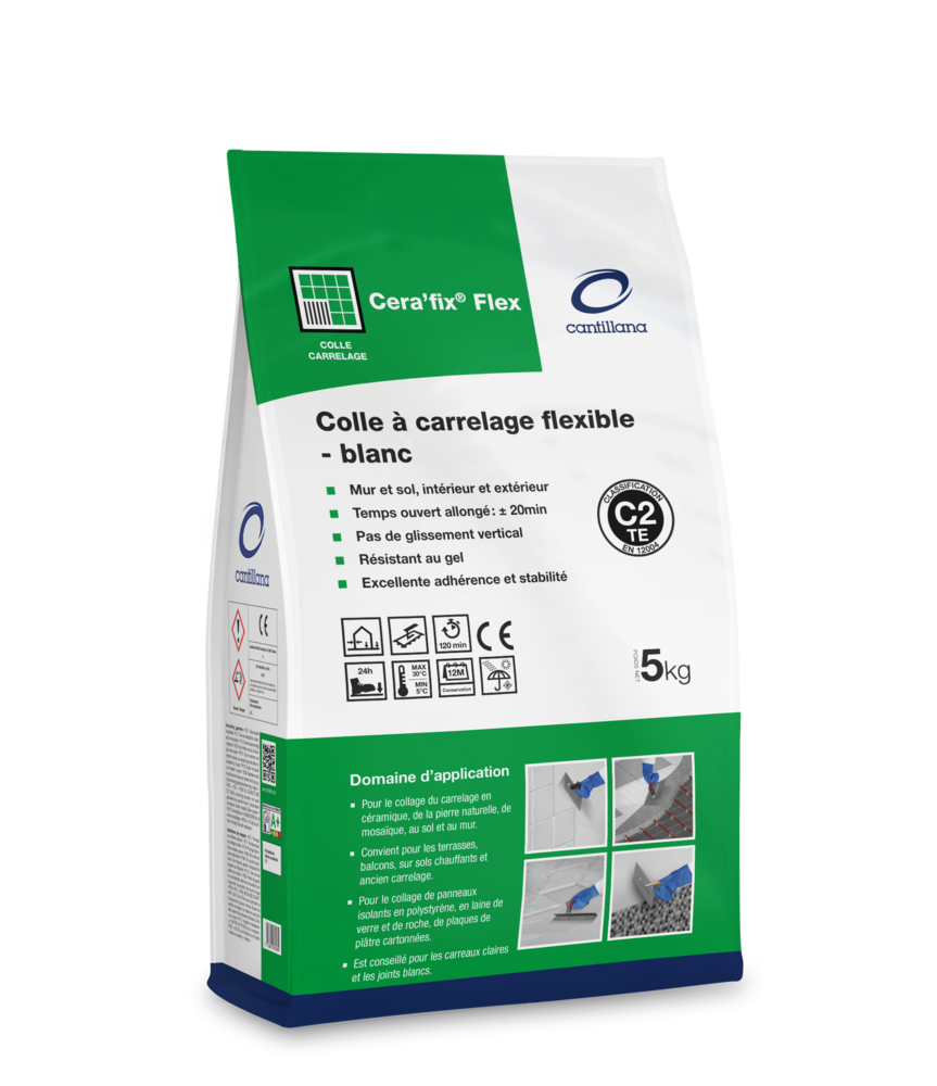 Colle Carrelage Flexible Cera'Fix Flex C2TE sac de 5kg Blanc