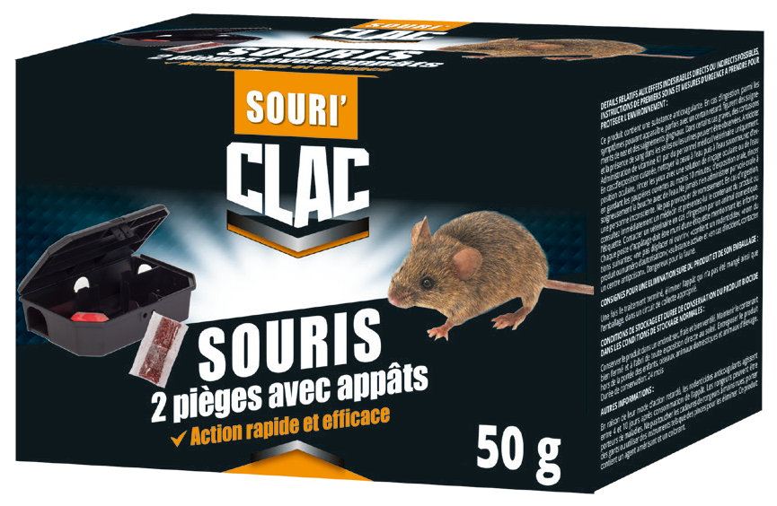 Clac Souricide 2 pièges avec Appâts en grains 50gr TP14