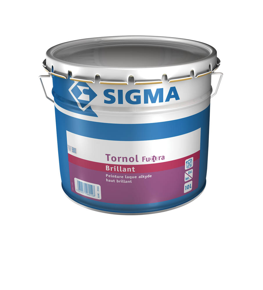 Pot de laque Tornol Futura, peinture brillante multi-supports pour intérieur et extérieur.