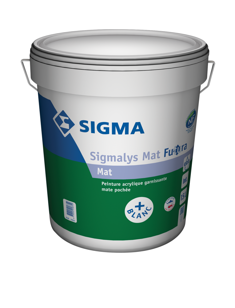 Peinture mate intérieure Sigmalys Mat Futura Plus blanc, haute opacité pour murs et plafonds