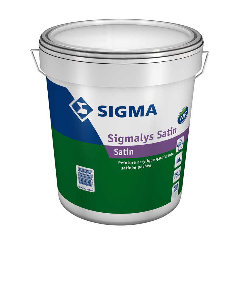 Pot de peinture intérieure Sigmalys Satin, finition satinée veloutée pour murs et plafonds