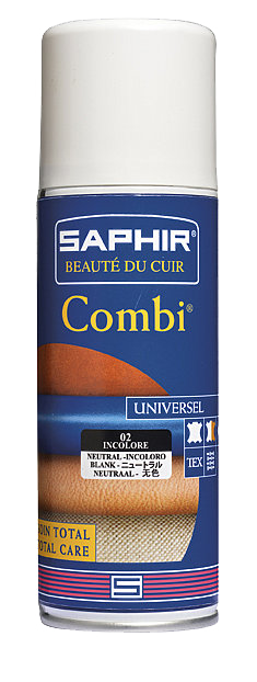 Aérosol Combi 200 ml pour entretien et imperméabilisation du cuir, protège chaussures et maroquinerie.