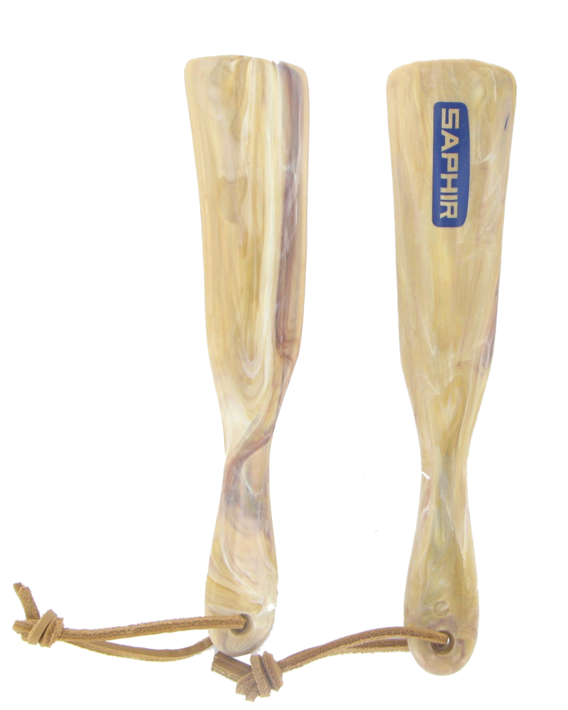 Chausse pied en métal avec dragonne en cuir noir de 17.5 cm