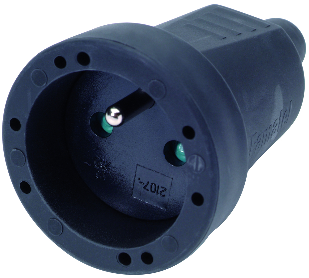 Fiche électrique universelle femelle 10A en caoutchouc noir, robuste et isolante