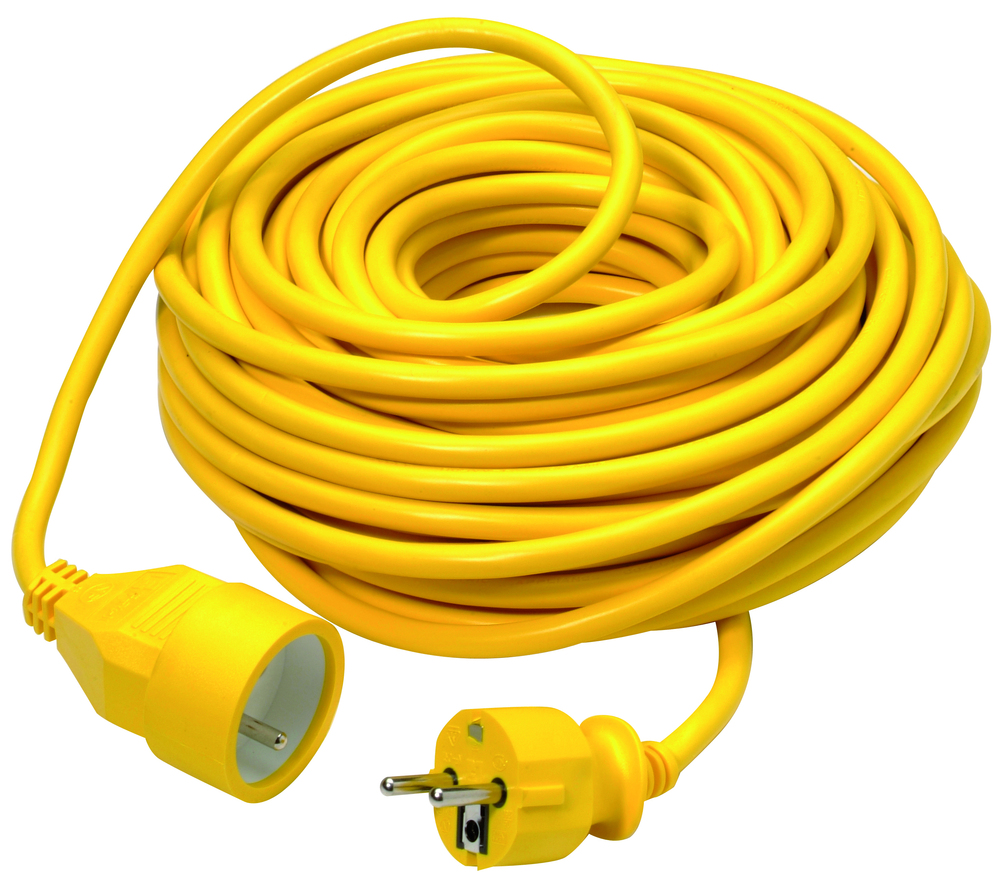 Rallonge électrique 3G 1.50 mm² PVC 20 mètres jaune pour chantier