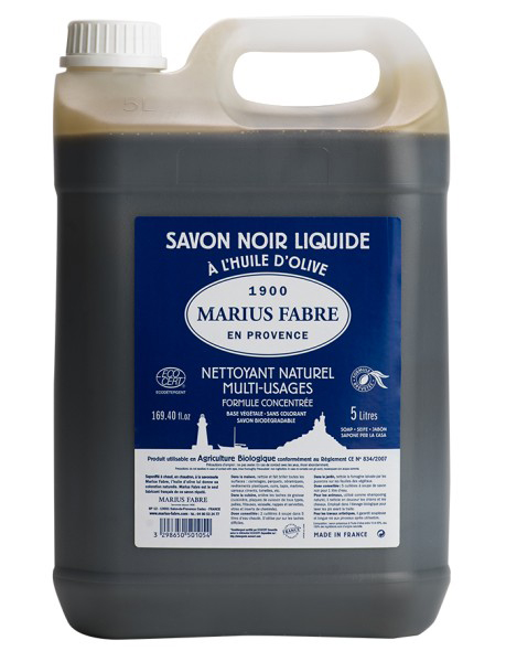 Savon Noir Liquide à l'Huile d'Olive en bidon de 5L pour le nettoyage des sols