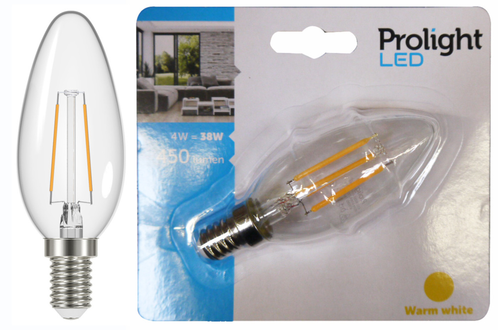 Ampoule Flamme LED Filament E14 WW Transparente