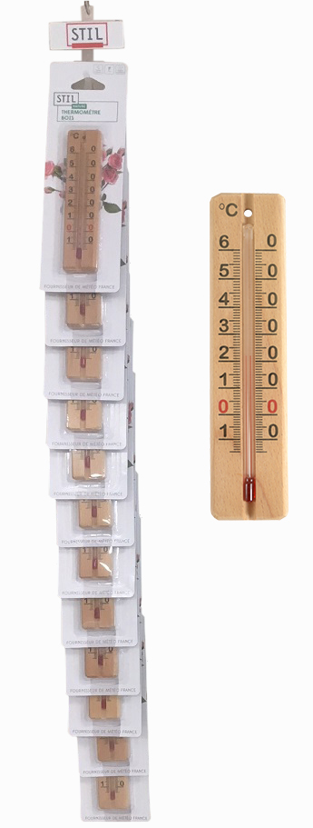 Thermomètre bois petit modèle Lot de 12 + Bande Cross STIL